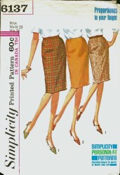 6137 1965 PROPORTION PERSONAL SLIM SKIRT PATTERN 28''WST